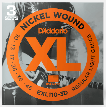 Genuine D'Addario - EXL110-3D XL - Nickel Wound - Regular Light Electric Guitar Strings 10-46 (3 Pack)