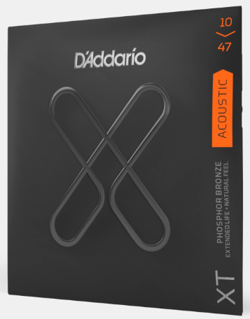 D'Addario XT1047 - Acoustic guitar string set packaging front angled view on a white background