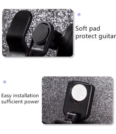 Soft pad clip of guitar tuner and battery casing