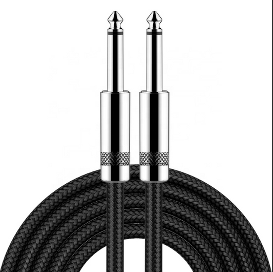 Audio Cable - Straight - 6.35mm Male to Male Jack - Woven (3 Metre)