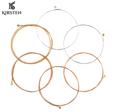 Set of guitar strings on a white background with 'KIRSTEN' branding.