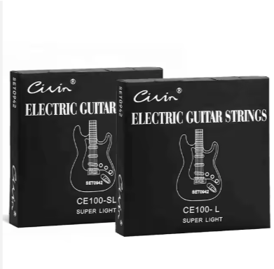 Two boxes of Civin electric guitar strings on a white background