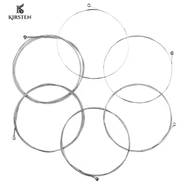 Set of guitar strings with 'KIRSTEN' branding on a white background