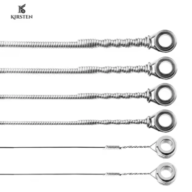 Set of guitar strings with eyelets on a white background, brand 'KIRSTEN' visible.