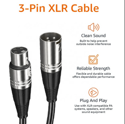 3-Pin XLR Cable with features highlighted on a white background